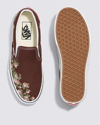 Vans - حذاء كلاسيكي سهل الارتداء للجنسين، لون الشوكولاتة المر وزهور الحائط، المقاس: 7 M US للرجال / 8.5 M US للنساء in Saudi Arabia