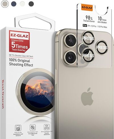Camera Lens Protector for iPhone 15 Pro 6.1" ＆ iPhone 15 Pro Max 6.7", Tempered Glass, 9H Hardness, Ultra HD, Anti-Scratch, Easy to Install, Case Friendly - Black Titanium in Saudi Arabia