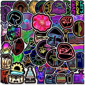 100Pcs Neon Stickers Decal, Waterproof Vinyl Stickers for Kids Teens Adults Cool Graffiti Stickers Pack for Bumper Laptop Skateboard Luggage Water Bottle Phone, YYJQ100-0057