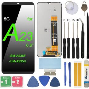 LCD Screen Replacement for Samsung Galaxy A23 5G SM-A236F SM-A235U 6.6" Assembly LCD Display Touch Screen Digitizer with Repair Tools Frame