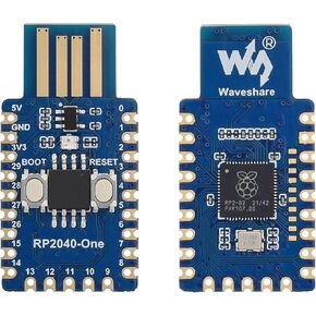 waveshare RP2040-One, Pico-like MCU board based on Raspberry Pi RP2040, 4MB Flash MCU Board, Dual-Core Arm Cortex M0+ Processor up to 133 MHz, Onboard USB Type-A Plug,Plug and Play