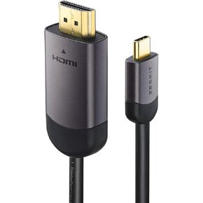USB C to HDMI Cable (4K 60Hz, 6ft/ 2m) 24K Gold Plated Connectors, USB 3.1 & Thunderbolt 3 Compatible with MacBook Pro, iPad Pro, iMac 4K / 5K / Pro, Surface Book 2 Samsung S8 S9 Note 8 9