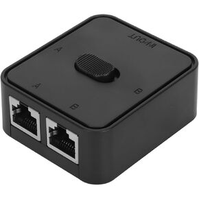 2 Port Gigabit Network Switch, RJ45 CAT6 Port Gigabit Ethernet Switch 2 in 1 Out, Network Key Press Switch Splitter Selector Box