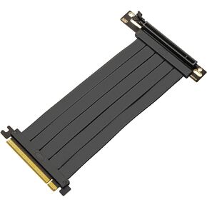 PCIE 4.0 Riser Cable 90 Degree, PCIe 4.0 x16 High Speed Flexible Extender Card, EMI Shielded 30AWG, TPE Cable Sleeves, Pcie 4.0 Riser Compatible with 4090 4080 4070 3090 and Pcie 3.0 System 20cm