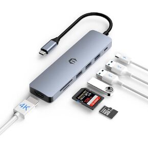 محول متعدد المنافذ USB C Hub من Tiergrade، محطة إرساء USB C 7 في 1 مع HDMI، شاحن PD 100 وات، 3 منافذ USB 3.0، فتحة بطاقة SD/TF لجهاز MacBook Pro/Air، Chromebook in Kuwait