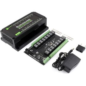 waveshare Modbus RTU 16-Ch Relay Module with RS485 Interface, Multiple Isolation Protection Circuits, Industrial-Grade, Rail-Mount Case, Supports Win7/8/8.1/10/11,Linux, Android,etc.