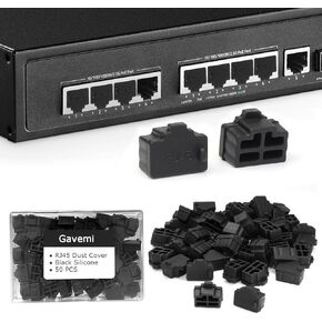 RJ45 Dust Cover Ethernet Port Cover for Ethernet Switch, Patch Panel, CAT 6, RJ45 Port Protector Dust Plug (50-PACK)