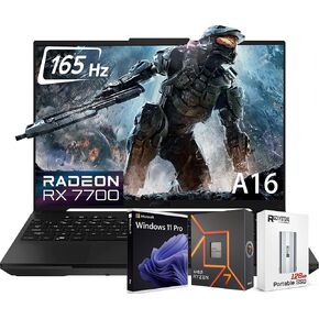 ASUS TUF A16 16'' FHD+ 165Hz Gaming Laptop, 8-Core AMD Ryzen 7-7735HS, Radeon RX7700S V8G Graphics(>RTX4060), 32GB DDR5 RAM, 1TB SSD, RGB Backlit KB, Wi-Fi 6, Win11 Home, W/Portable SSD