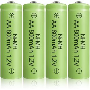JINTION Solar Rechargeable Ni-MH AA Batteries AA 800 mAh Battery 4 Pack