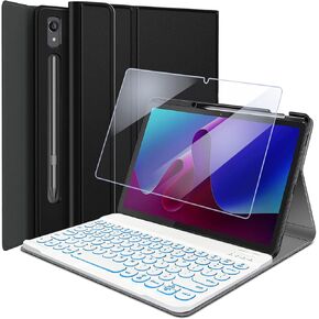 Backlit Keyboard Case for Lenovo Tab P11 Pro Gen 2 11.2" 2022 (TB132FU) with Screen Protector, 7 Colors Light Detachable Wireless Keyboard Slim Stand Cover with Tempered Glass Screen Protector