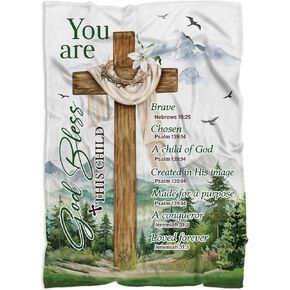 Baptism Gift for Baby Boys, Baptism Baby Blankets 40"x30", Christian Gift, Godchild Baptism Baby Throw Blanket, New Parents Gifts, Newborn Boy Christening Godchild Gift, Baby Swaddle Blanket