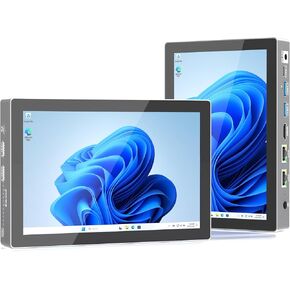 HEIGAOLA Mini PC 12th Gen N100 Win11 Pro 7" Screen 16GB RAM 512GB ROM Mini PC with Screen Full-Functional Type-C Mini Computer WiFi 5 BT 5.0 4K Display HDMI Dual 2.5G LAN Desktop Computer