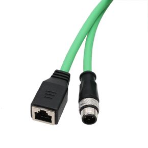 M12 4 Pin D-Coded to RJ45 Female Connecor Adapter Cable Cat5e for Profinet Omron Keyence SICK Datalogic Camera Vision Sensor Ethernet Network PC PLC 3M