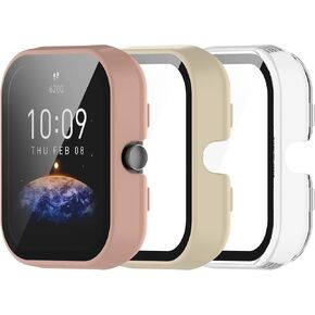 Screen Protector Case Compatible for Amazfit Bip 3/Bip 3 Pro, Full Coverage Shockproof Thin Bumper Case with Screen Protector Case Cover for Amazfit Bip 3/Bip 3 Pro (3 Pack A)