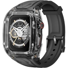 Delidigi Band with Case Compatible for Apple Watch 44mm 45mm 49mm, Men Women Rugged Case Protective Bumper Cover with TPU Strap for iWatch Ultra Series 9 8 SE2 7 6 SE 5 4
