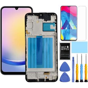 AMOLED for Samsung Galaxy A25 4G / 5G Screen Replacement with Frame for Samsung A25 Screen Replacement kit A256u s256vl A256a A256w A256e LCD Touch Display digitizer with Tools 6.6 inch Black