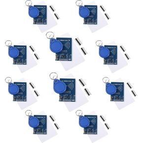 10Pcs RFID Kit Mifare RC522 RF IC Card Sensor Module MFRC-522 RFID Reader Module + Key Ring + S50 White Card for Raspberry Pi