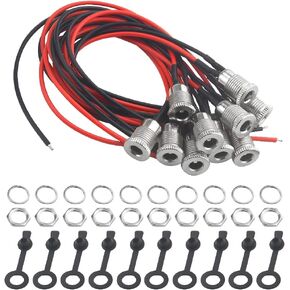 WMYCONGCONG 10 PCS 5.5 x 2.1mm DC Power Jack Cord Socket Threaded Female Mount Connector Adapter with Waterproof Cover Cap