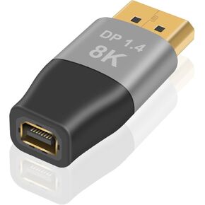 Duttek 8K DisplayPort to Mini DisplayPort Adapter 2 Pack, 32.4Gbps Mini DisplayPort to DisplayPort Adapter, DisplayPort Male to Mini Displayport Female Adapter Support Bi-Directional Transmission.