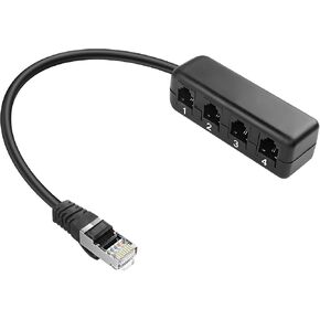 XMSJSIY Ethernet RJ45 to RJ11 Converter RJ45 8P8C Male 1 to 4 Telephone Jack RJ11 6P2C Female Adapter Splitter for Network to Phone Service-1 Pcs