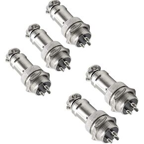 Connector Plugs, 16mm 3 Pin Din Female/Male Aviation Wire Connector Plug, GX16 Metal Chassis Connector Socket - (5 Sets)