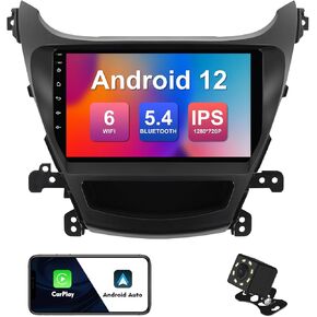 2+32G 9-inch Android 12 WiFi 6 Car Stereo for Hyundai Elantra 2014-2016 IPS Touchscreen Screen Car Radio with Bluetooth 5.4 Carplay & Android Auto Support Backup Camera GPS Navi SWC