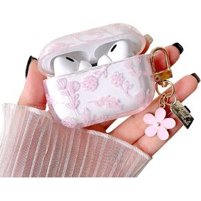MINSCOSE Compatible with AirPod 1&2 Clear Case,Cute Flower Floral Aesthetic Design with Flowers Keychain, Soft TPU Protective Shockproof Case for Women Girl for Airpod 1&2-Black