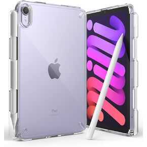 Ringke Fusion Compatible with iPad Mini 6 (8.3 Inch, 2021 Model), Transparent Hard Back Cover Shockproof TPU Bumper with Overcharge Protection Pen/Pencil Holder - Clear
