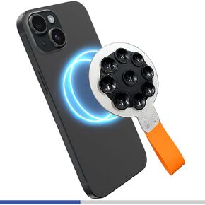 Magnetic Suction Cup Phone Mount, Silicone Suction Phone Case Grip Holder for MagSafe, Hands-Free Mirror Shower Phone Holder Mount for TikTok Creator,Videos,Selfies -Black