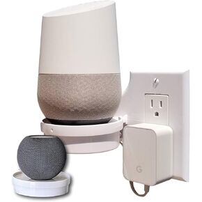 Mount Genie Smart Home Outlet Shelf: Hidden Cord Storage and Extra Custom Short Cords Great for Google Home, Nest, Security Cameras, Smart Speakers, and more