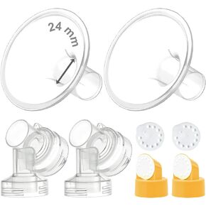 Maymom 17 mm 2X Two-Piece Breastshield, 2X Base Connector w/Valve and Membrane Compatible with Medela Breast Pumps; Small Shield (17mm)