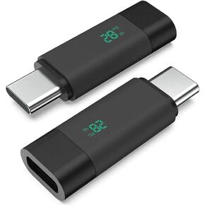 USB C Power Tester Adapter for iPhone 15, 2Pack 100W USB Type C Female to Male Charger Display, Digital USB-C Fast Charge Adapter for iPhone 15 Pro Max MacBook Laptop