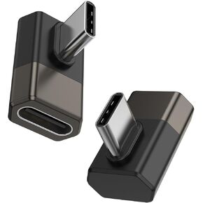 90 Degree USB C Adapter (2 Pack), 40Gbps USB C Male to USB C Female Middle Right Angle Connector Extender for MacBook/iMac/iPad/Meta Quest/Tablet/Phones and More Device.
