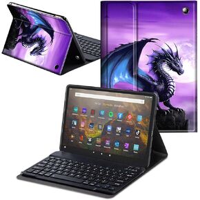 for Fire HD 10 & HD 10 Plus Tablet Case with Keyboard (13th/11th Gen, 2023/2021 Release) 10.1 Inch,Soft PU Stand Folio Cover with Detachable Wireless Keyboard,Art Sunflowers