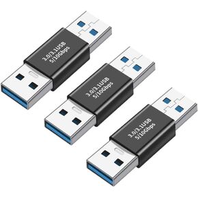 3 Pack USB 3.0 Male to USB 3.0 Male Gender Changer Adapter Coupler Converter