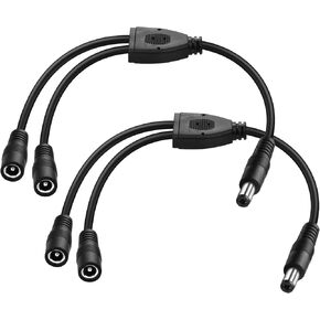 PNGKNYOCN DC 5.5x2.5mm 1 Male to 2 Female Power Supply Splitter Cord 30CM, Y Splitter Adapter Cord ，for CCTV Cameras DVR, LED Light Strip (2-Pack)