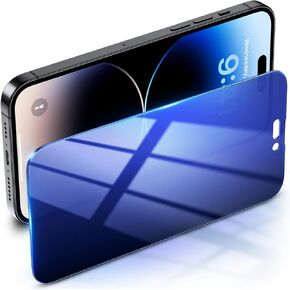 Uyiton for iPhone 14 Pro Max Privacy Screen Protector, [Unique Cool Color] [28° Privacy Protection][Harder Than Natural Sapphire] 9H+ Tempered Glass Screen Cover 6.7 inch - Blue