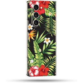MightySkins Skin Compatible With Samsung Galaxy Z Fold 5 Full Wrap - Dark Hibiscus | Protective, Durable, and Unique Vinyl Decal wrap cover | Easy To Apply, Remove, and Change Styles | Made in the USA