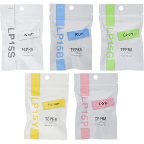 King Jim TEPRA Lite Tape Labeling Tape for TEPRA Lite 5 Color Set White, Blue, Green, Yellow, Pink Japan Import with Kanji Love Sticker, 4.13 x 1.18 x 1.37