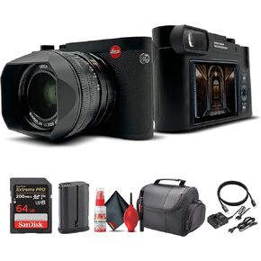 Leica Q3 Compact Powerful Digital Camera (19080) with Summilux 28mm f/1.7 ASPH Lens, 8K Recording, 60MP Sensor + 64GB Card + Bag + Cleaning Kit