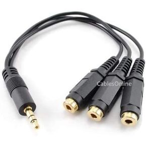 CablesOnline 3.5mm (1/8") TRS Male Plug to 3X Female Stereo Audio Splitter, (AV-Y01F3)