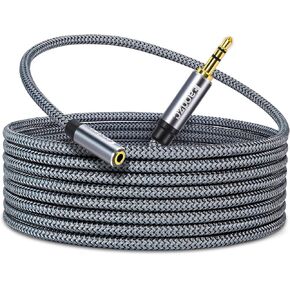 25ft 3.5mm Male to Female Stereo Audio Extension Cord,Faodzc Braided 3.5 mm Headphone Extension Cable Double Shielding 1/8 Aux Extension Compatible with Headphones,Echo Dog,iPhone,Smartphones 8m