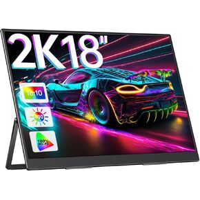 cocopar Large Portable Monitor 18 inch 2.5K 2560×1600 16:10 500 Nits 100% DCI-P3 HDMI USB-C Travel Monitor for Laptop MacBook Xbox PS4/5 Switch, with Kickstand VESA Mountable