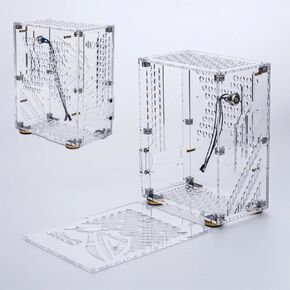 Mini ITX Case, Clear Acrylic Panel Computer Chassis for PC DIY Assembly, 4.3L 9.5 x 7.6 x 4.5 inches, 360 Degree Cooling, Cushioning Foot Pads, Support for Flex 1U Power 2.5in