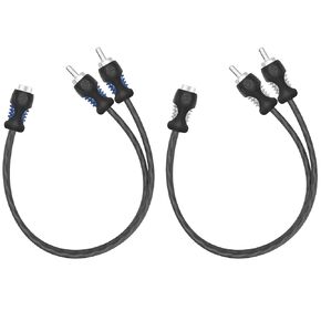RECOIL R1F2M 99.99% Oxygen Free Copper 1 Female to 2 Male RCA Y Adapter Car Audio 1ft Splitter Connectors Twisted Pair with Noise Reduction 2 Pack