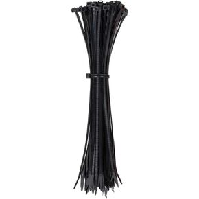 Klein Tools 450-210 Cable Ties, 50-Pound Tensile Strength, Heavy Duty Nylon Cable Zip Ties, Indoor / Outdoor Use, 11.5-Inch, Black, 100-Piece