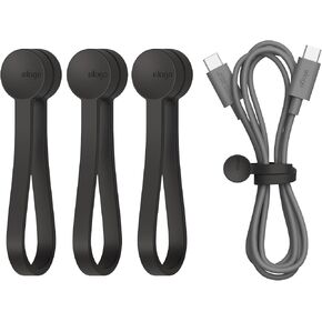 elago 3 Pack Magnetic Cable Ties, Premium Silicone Cord Organizer, Reusable Magnetic Cable Organizer (Stone)
