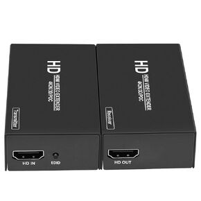 موسع HDMI 4K، موسع HDMI فوق Cat5e/Cat6 /Ca7 يصل إلى 328 قدم/100 متر، موسع HDMI 4K عبر إيثرنت فائق الدقة 4K@30 هرتز يوسع الصوت والفيديو، ويدعم وظيفة EDID، POC