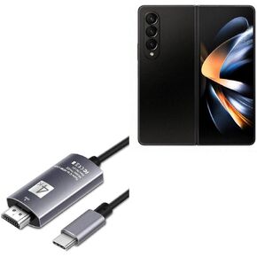 BoxWave Cable Compatible with Samsung Galaxy Z Fold 4 - SmartDisplay Cable - USB Type-C to HDMI (6 ft), USB C/HDMI Cable for Samsung Galaxy Z Fold 4 - Jet Black