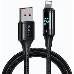 mcdodo LED Display Nylon Braided Sync Charge USB Data 4FT/1.2M Cable Compatible with Phone 14/13/12/11 Pro Max XS/Max/XR/X/8//7/Plus/Pad/Pro/Air/2 More